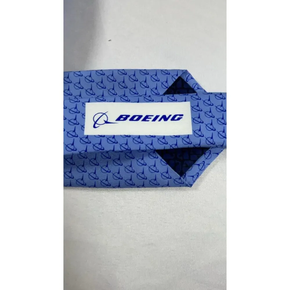 Vineyard Vines Boeing Promo Silk Whale Pattern Necktie Light Blue Dark Blue